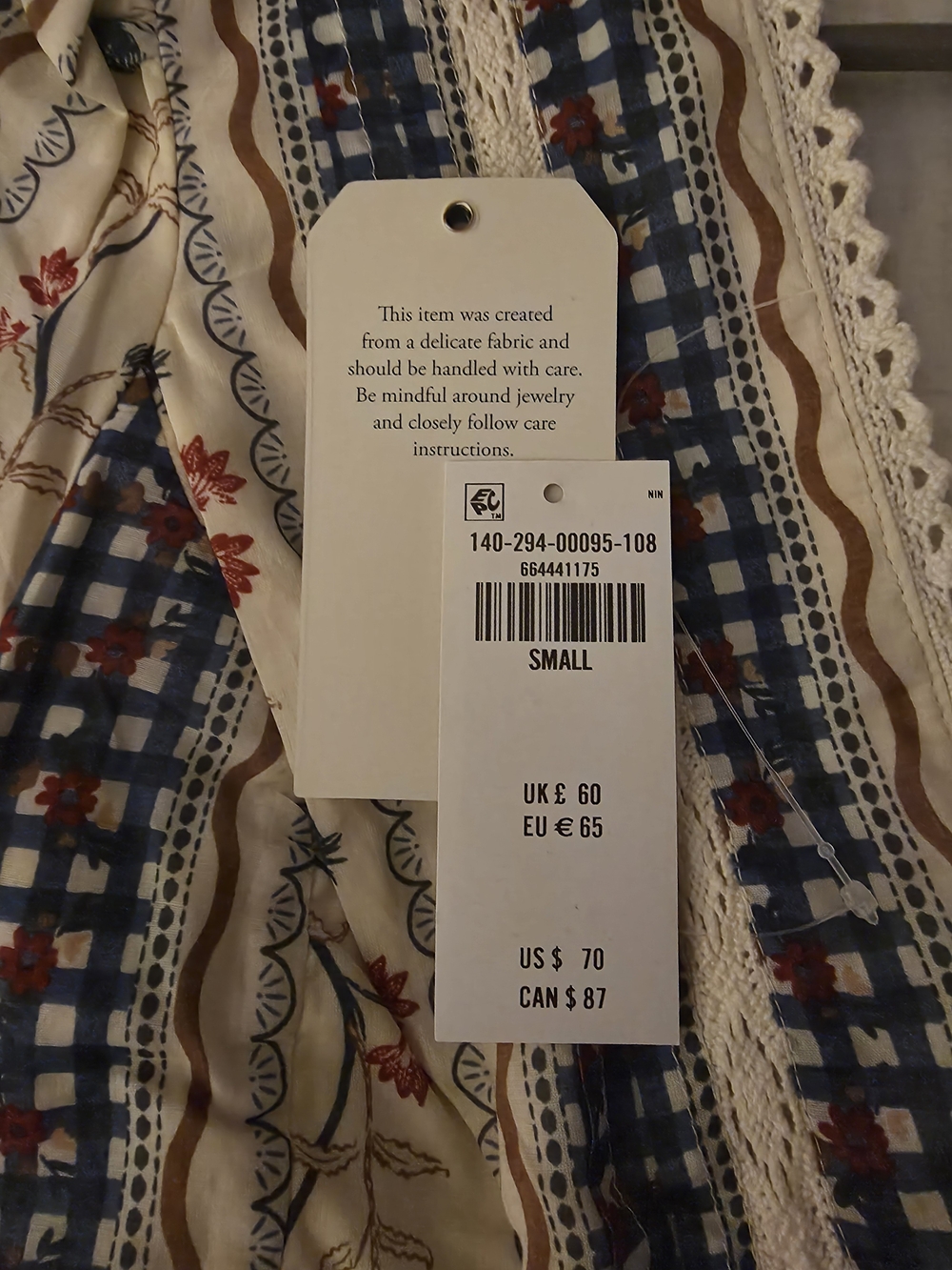 Abercrombie & Fitch Cream and Navy Floral-Striped Peasant Blouse - Picture 5 of 6